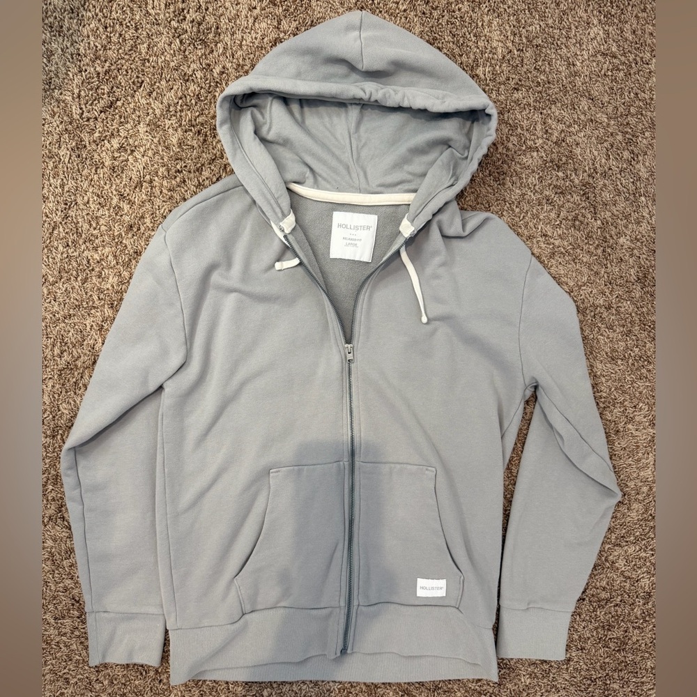 Hollister Light Gray Relaxed Fit Hoodie